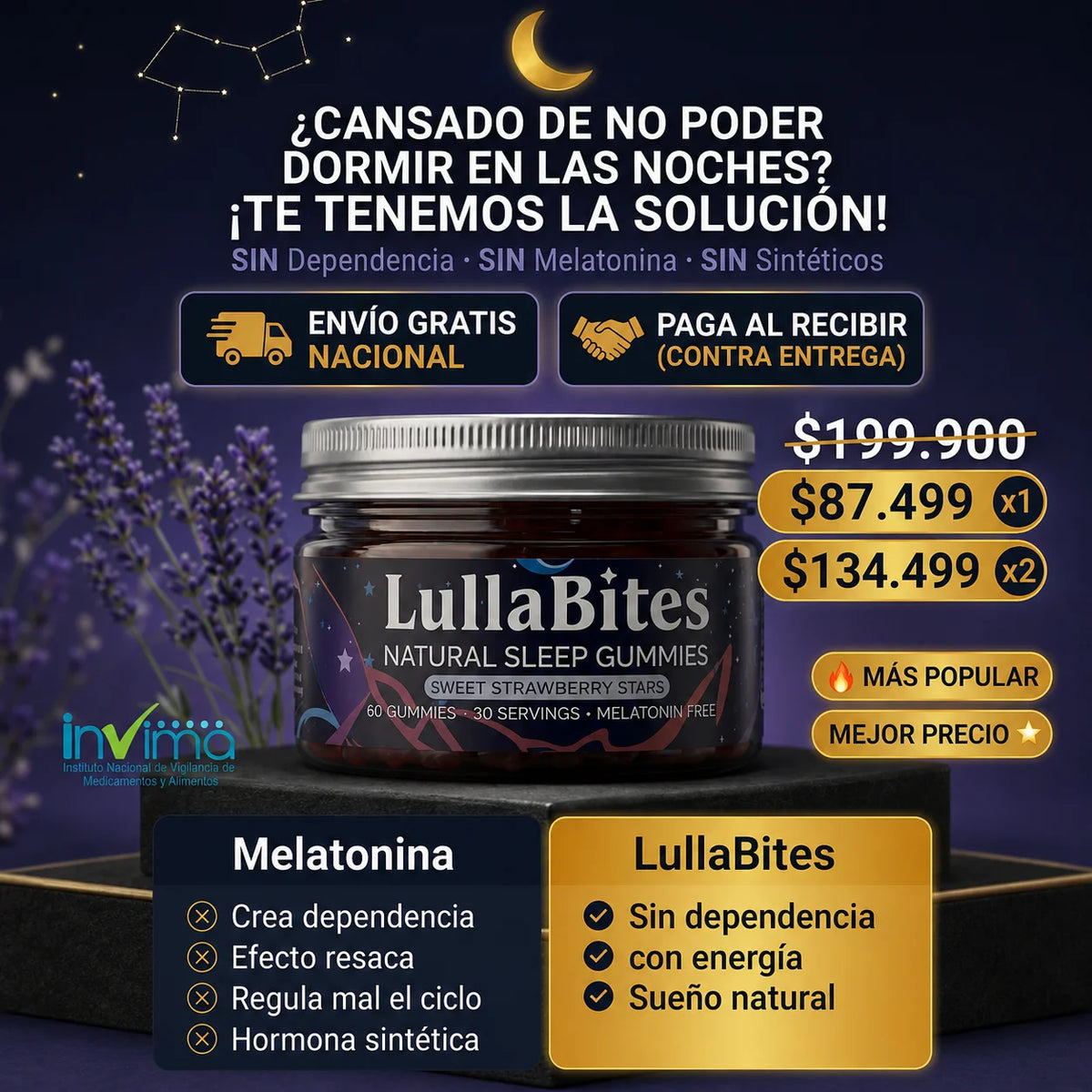 Lullabites (Gomitas Naturales Para Dormir Sabor Mora)