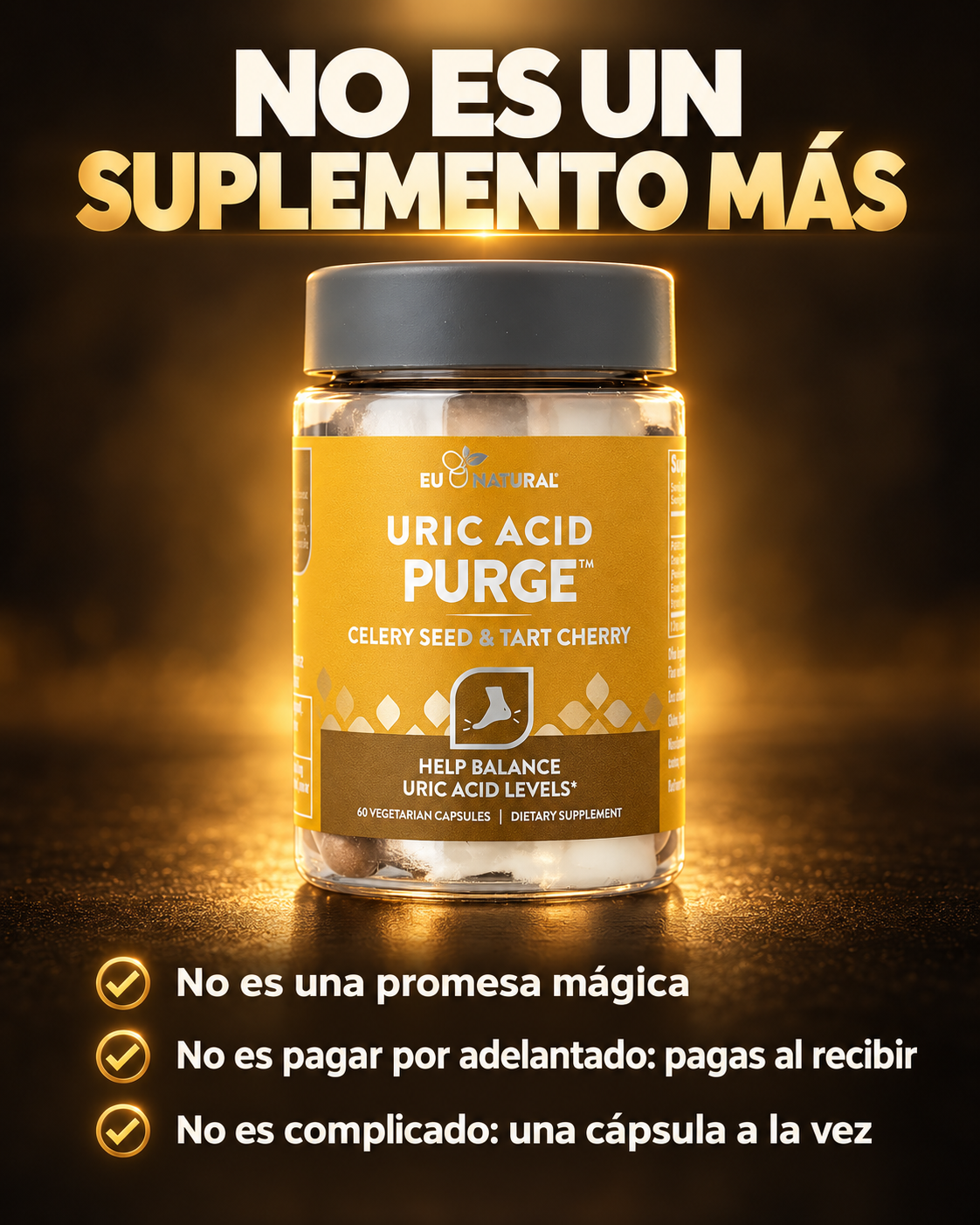 EU Natural Uric Acid Purge – Semilla de Apio y Cereza Ácida 60 Cápsulas Vegetarianas