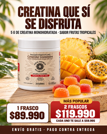 Creatina en Gomitas Vital Source - Frutas Tropicales 60 Gomitas