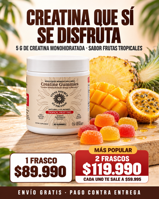 Creatina en Gomitas Vital Source - Frutas Tropicales 60 Gomitas