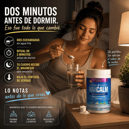 MaxCalm: bebida antiestrés (Citrato de magnesio Iónico + Glicinato) - Sabor a frambuesa y limón